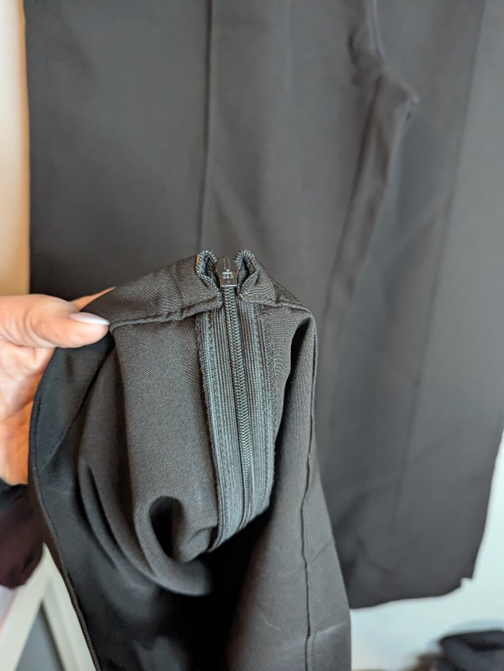 Halara Dress Pants Womens Large Black Wide Leg High Waist Pockets Zipper Pull on - Picture 5 of 8